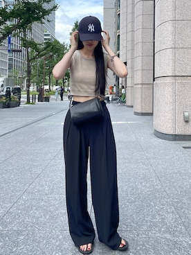 「アイテム（ニット/セーター）」を使った、yukinaさん（レディース・171cm）の夏コーディネート
