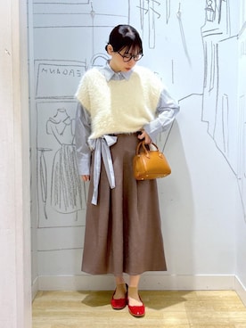 「秋服」｜「アイテム（ベスト）」を使った、HIYORIさん（レディース・158cm）の秋コーディネート