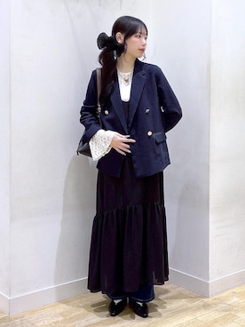 「ROPE' PICNIC（ロペピクニック）のベルスリーブレースカットトップス（Tシャツ/カットソー、ホワイト系）」を使った、HIYORIさん（レディース・158cm）の春コーディネート