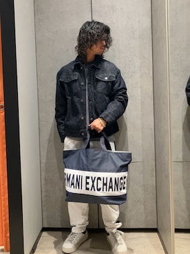 「ARMANI EXCHANGE（アルマーニエクスチェンジ）のアイテム（スウェットパンツ）」を使った、TAKUYAさん（メンズ・174cm）の冬コーディネート