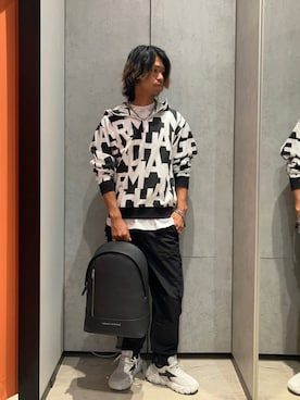 「ARMANI EXCHANGE（アルマーニエクスチェンジ）のアイテム（タンクトップ）」を使った、TAKUYAさん（メンズ・174cm）の夏コーディネート