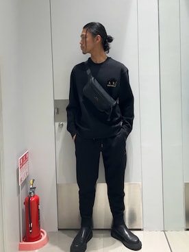 「アイテム（ボディバッグ/ウエストポーチ）」を使った、TAKUYAさん（メンズ・174cm）の冬コーディネート