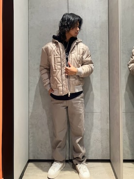 「アイテム（ブルゾン、ベージュ系）」を使った、TAKUYAさん（メンズ・174cm）の秋コーディネート