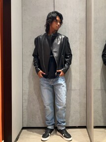 ARMANI COLLEZIONI アルマーニ　レザージャケット　52　黒 ARMANI EXCHANGE レザージャケット ライダース 「A|X アルマーニ