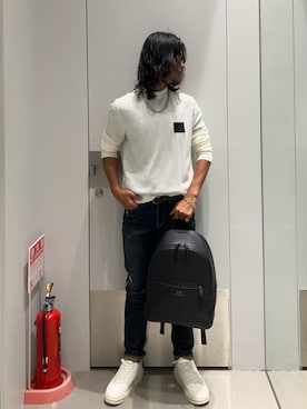 「アイテム（バックパック/リュック）」を使った、TAKUYAさん（メンズ・174cm）の秋コーディネート