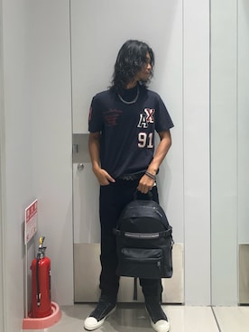 「アイテム（バックパック/リュック）」を使った、TAKUYAさん（メンズ・174cm）の秋コーディネート