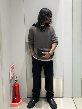 「アイテム（ボディバッグ/ウエストポーチ）」を使った、TAKUYAさん（メンズ・174cm）の冬コーディネート