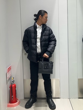 「ARMANI EXCHANGE（アルマーニエクスチェンジ）の【A|X アルマーニ エクスチェンジ】ボリュームソール レザー チェルシーブーツ（ブーツ）」を使った、TAKUYAさん（メンズ・174cm）の秋コーディネート