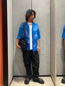 「ARMANI EXCHANGE（アルマーニエクスチェンジ）のアイテム（タンクトップ）」を使った、TAKUYAさん（メンズ・174cm）の夏コーディネート