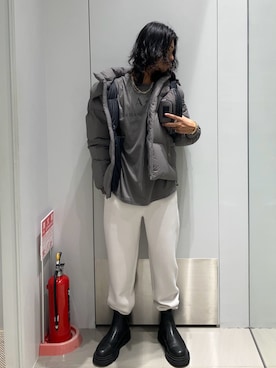 「ARMANI EXCHANGE（アルマーニエクスチェンジ）の【A|X アルマーニ エクスチェンジ】ボリュームソール レザー チェルシーブーツ（ブーツ）」を使った、TAKUYAさん（メンズ・174cm）の秋コーディネート