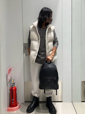 「アイテム（スウェットパンツ）」を使った、TAKUYAさん（メンズ・174cm）の秋コーディネート