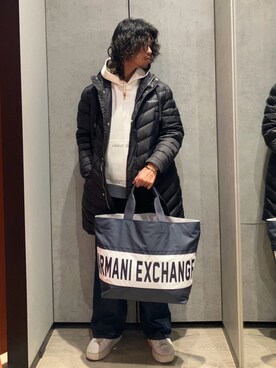「ARMANI EXCHANGE（アルマーニエクスチェンジ）のアイテム（ダウンジャケット/コート）」を使った、TAKUYAさん（メンズ・174cm）の冬コーディネート