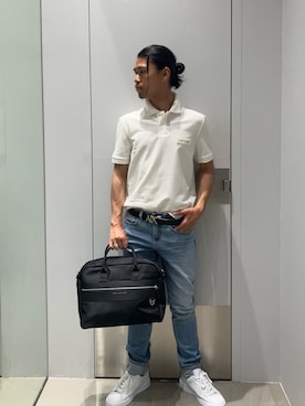 「アイテム（ドラムバッグ、ブラック系）」を使った、TAKUYAさん（メンズ・174cm）の夏コーディネート