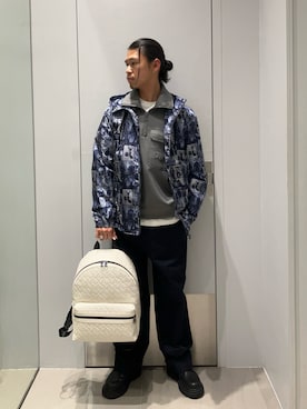 「ARMANI EXCHANGE（アルマーニエクスチェンジ）の【A|X アルマーニ エクスチェンジ】ボリュームソール レザーレースアップブーツ（ブーツ、ブラック系）」を使った、TAKUYAさん（メンズ・174cm）の春コーディネート