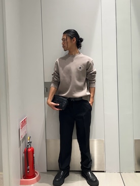 「ARMANI EXCHANGE（アルマーニエクスチェンジ）の【A|X アルマーニ エクスチェンジ】ボリュームソール レザー チェルシーブーツ（ブーツ、ブラック系）」を使った、TAKUYAさん（メンズ・174cm）の春コーディネート