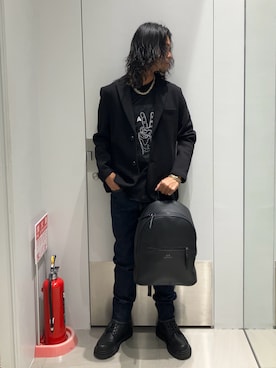 「アイテム（バックパック/リュック）」を使った、TAKUYAさん（メンズ・174cm）の秋コーディネート