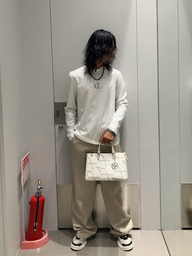 「ARMANI EXCHANGE（アルマーニエクスチェンジ）のアイテム」を使った、TAKUYAさん（メンズ・174cm）の夏コーディネート
