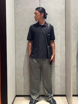 「ARMANI EXCHANGE（アルマーニエクスチェンジ）の【A|Xアルマーニ エクスチェンジ】A|Xロゴソックス（2足セット）_メンズ（ソックス/靴下、ブラック系）」を使った、TAKUYAさん（メンズ・174cm）の夏コーディネート