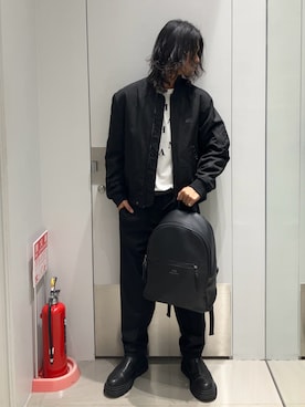 「ARMANI EXCHANGE（アルマーニエクスチェンジ）の【A|X アルマーニ エクスチェンジ】NL パデッド ボンバージャケット（ブルゾン）」を使った、TAKUYAさん（メンズ・174cm）の秋コーディネート