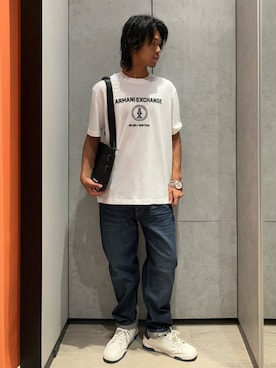 「ARMANI EXCHANGE（アルマーニエクスチェンジ）のアイテム」を使った、TAKUYAさん（メンズ・174cm）の夏コーディネート