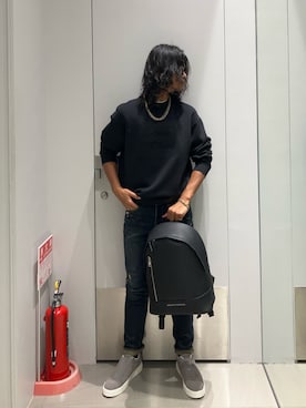 「アイテム（スリッポン）」を使った、TAKUYAさん（メンズ・174cm）の秋コーディネート