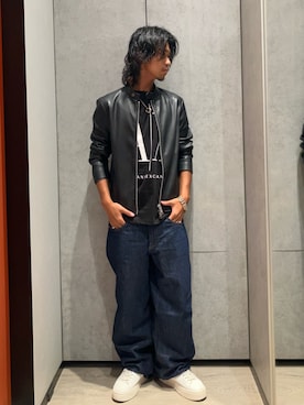 「ARMANI EXCHANGE（アルマーニエクスチェンジ）のアイテム（ノーカラージャケット）」を使った、TAKUYAさん（メンズ・174cm）の秋コーディネート
