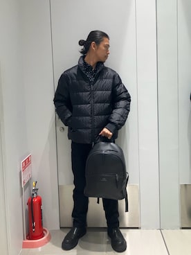 「ARMANI EXCHANGE（アルマーニエクスチェンジ）のアイテム」を使った、TAKUYAさん（メンズ・174cm）の冬コーディネート
