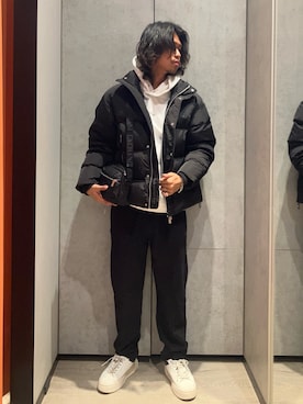 「ARMANI EXCHANGE（アルマーニエクスチェンジ）のアイテム（ダウンジャケット/コート）」を使った、TAKUYAさん（メンズ・174cm）の冬コーディネート