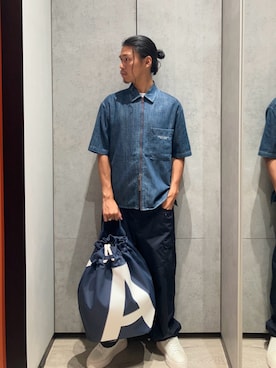 「アイテム（ドラムバッグ）」を使った、TAKUYAさん（メンズ・174cm）の夏コーディネート
