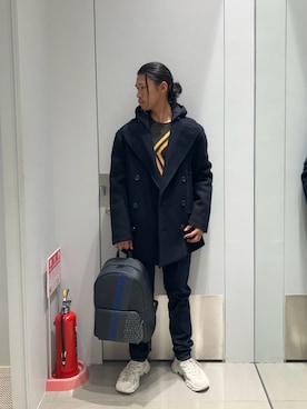 「ARMANI EXCHANGE（アルマーニエクスチェンジ）のアイテム」を使った、TAKUYAさん（メンズ・174cm）の冬コーディネート