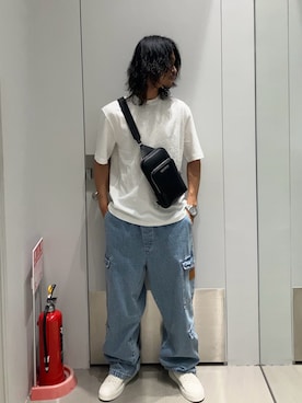 「ARMANI EXCHANGE（アルマーニエクスチェンジ）のアイテム」を使った、TAKUYAさん（メンズ・174cm）の夏コーディネート