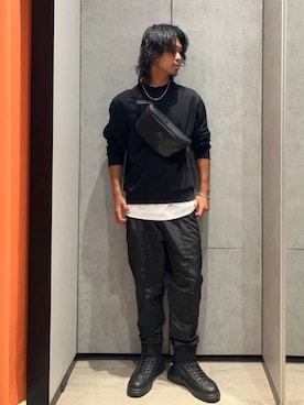 「ARMANI EXCHANGE（アルマーニエクスチェンジ）のアイテム（ブーツ）」を使った、TAKUYAさん（メンズ・174cm）の秋コーディネート