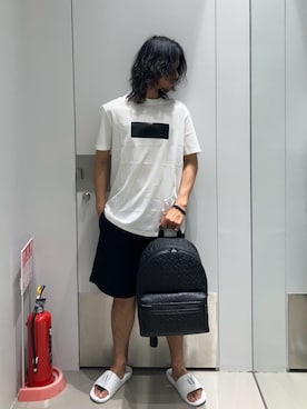 「ARMANI EXCHANGE（アルマーニエクスチェンジ）のアイテム」を使った、TAKUYAさん（メンズ・174cm）の夏コーディネート