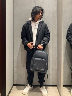 「ARMANI EXCHANGE（アルマーニエクスチェンジ）のアイテム（腕時計）」を使った、TAKUYAさん（メンズ・174cm）の冬コーディネート