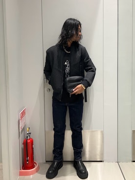 「アイテム（ポーチ）」を使った、TAKUYAさん（メンズ・174cm）の冬コーディネート