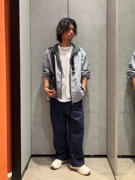 「ARMANI EXCHANGE（アルマーニエクスチェンジ）のアイテム（ナイロンジャケット）」を使った、TAKUYAさん（メンズ・174cm）の夏コーディネート