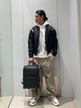 「アイテム（バックパック/リュック）」を使った、TAKUYAさん（メンズ・174cm）の冬コーディネート