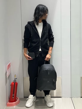 「アイテム（スウェットパンツ）」を使った、TAKUYAさん（メンズ・174cm）の秋コーディネート