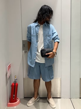 「ARMANI EXCHANGE（アルマーニエクスチェンジ）のアイテム」を使った、TAKUYAさん（メンズ・174cm）の夏コーディネート