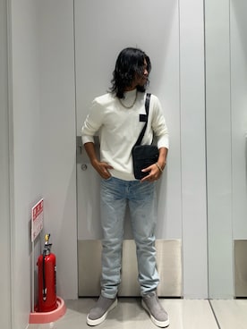 「アイテム（スリッポン）」を使った、TAKUYAさん（メンズ・174cm）の秋コーディネート