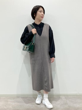 「アイテム（ジャンパースカート）」を使った、ゆんさん（レディース・155cm）の秋コーディネート