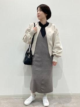 「アイテム（ジャンパースカート）」を使った、ゆんさん（レディース・155cm）の秋コーディネート