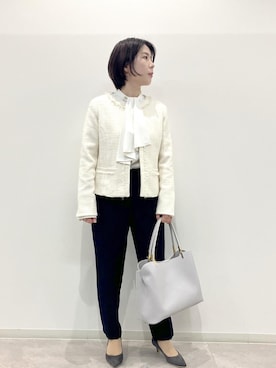 「アイテム（ノーカラージャケット）」を使った、ゆんさん（レディース・155cm・30代）の冬コーディネート