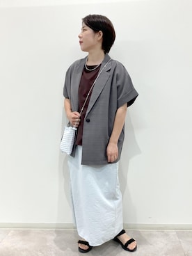 「ROPE' PICNIC（ロペピクニック）のメタリックヤーンミニチェーンショルダーバッグ（ショルダーバッグ）」を使った、ゆんさん（レディース・155cm・30代）の夏コーディネート