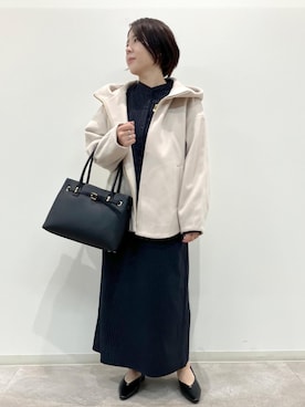 「ROPE' PICNIC（ロペピクニック）のジャージーメルトンシリーズ ジップアップフーデッドコート/無地・チェック/リンクコーデ（ブルゾン）」を使った、ゆんさん（レディース・155cm）の秋コーディネート