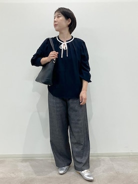 「アイテム（ローファー、シルバー系）」を使った、ゆんさん（レディース・155cm）の秋コーディネート