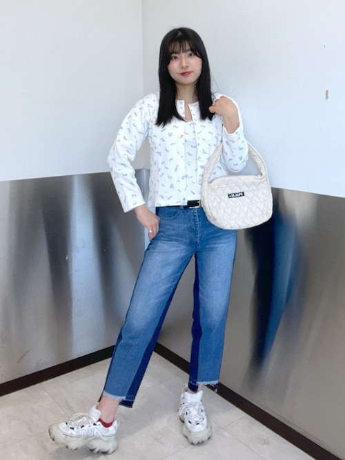 カーディガン ミルクフェド MILKFED FLORAL PATTERN WAFFLE CARDIGAN レディース カットソー ブランド 春 白 MILKFED. カーディガン ミルクフェド MILKFED FLORAL PATTERN
