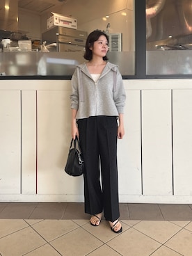 「Jena espace merveilleux(ジェナ エスパスメルヴェイユ)のフロッキードットパンツ(その他パンツ、ブラック系)」を使った、na_915gさん(レディース・166cm)の夏コーディネート