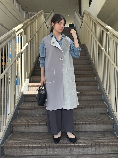 Jena espace merveilleux ベスト ジレ 異素材バーボタンジレ