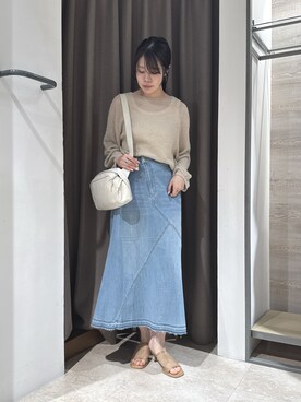 「Jena espace merveilleux(ジェナ エスパスメルヴェイユ)のペーパーヤーンルーズニット(ニット/セーター、ベージュ系)」を使った、na_915gさん(レディース・166cm)の夏コーディネート